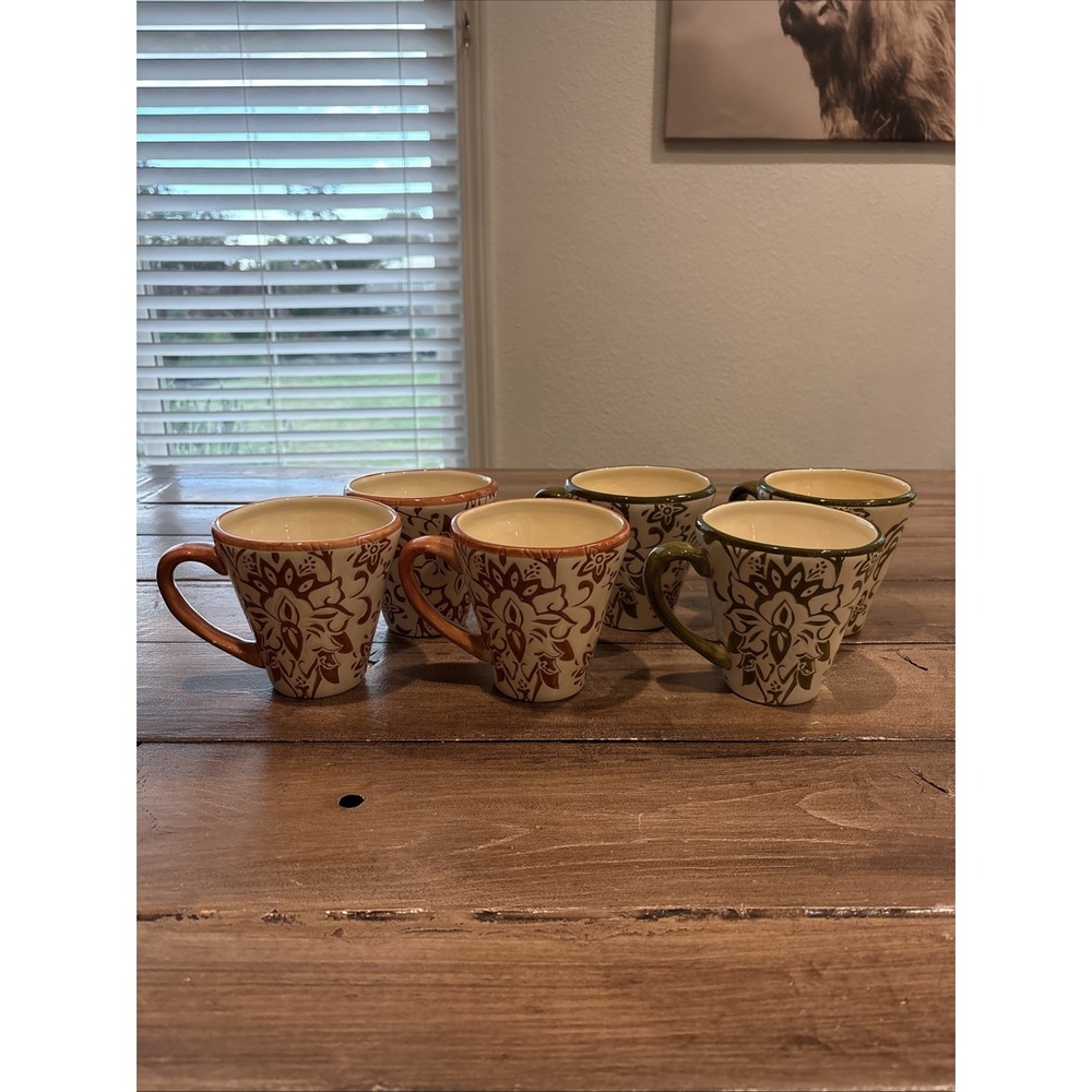 Tabletops Gallery/ 16 oz coffee mug Cyprus handpainted Lot Of Six